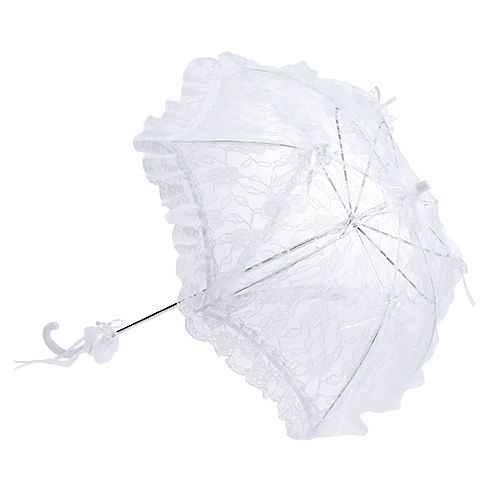 Floristik24 Parasol z koronką biały Ø60cm L80,5cm