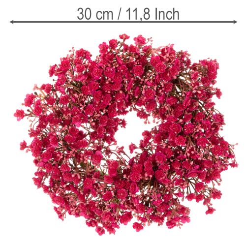 Wianek ze sztucznych kwiatów, dekoracja z gipsówki, 30cm | Floristik24.pl