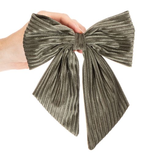 Dekoracyjna kokarda do zawieszenia, kokarda świąteczna, aksamitna, prążkowana, 24 cm, 2 sztuki | Floristik24.pl