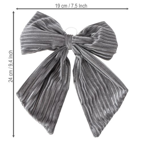 Dekoracyjna kokarda do zawieszenia, kokarda świąteczna, aksamitna, prążkowana, 24 cm, 2 sztuki | Floristik24.pl
