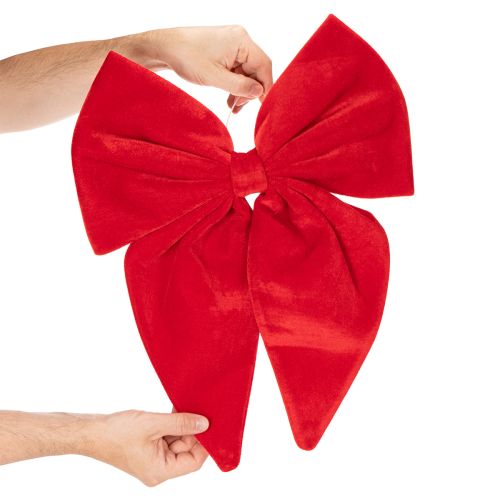 Dekoracyjna kokarda w kolorze czerwonym, duża aksamitna kokarda na okno lub drzwi, 50cm | Floristik24.pl