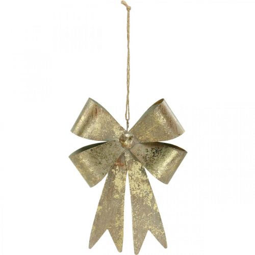 Produkt Kokarda do powieszenia, ozdoby choinkowe, złota metalowa ozdoba, antyczny wygląd W23cm S16cm