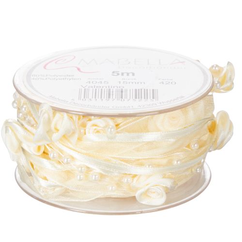 Produkt Wstążka Valentino kremowa 15mm 5m