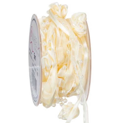 Floristik24 Wstążka Valentino kremowa 15mm 5m