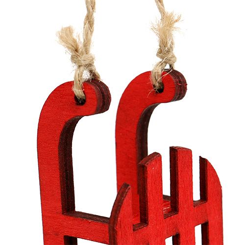 Floristik24 Sanie do zawieszenia drewno czerwone 9cm 12szt.