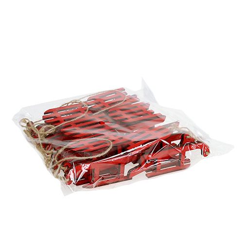 Floristik24 Sanie do zawieszenia drewno czerwone 9cm 12szt.