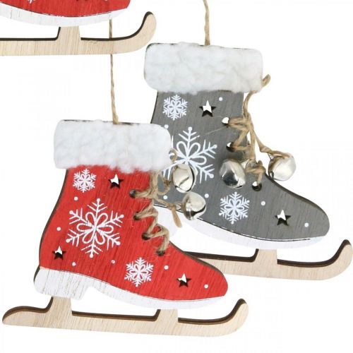 Produkt Para łyżew do zawieszenia, dekoracja zimowa, zawieszka świąteczna, drewniana dekoracja czerwona/szara L50cm 4szt.