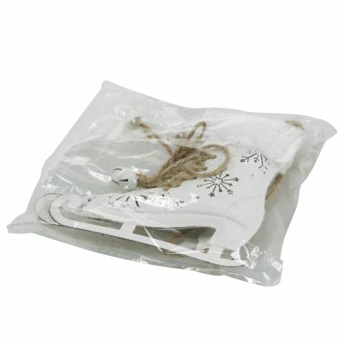 Floristik24 Wiszące łyżwy białe, srebrne 11×10cm