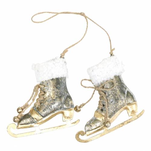 Floristik24 Wiszące Łyżwy na Choinkę Złoty, Biały 11×10cm
