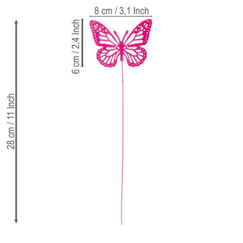 Produkt Dekoracyjne motyle na łodygach jako delikatna ozdoba stołów i doniczek, 8 cm, 18 sztuk