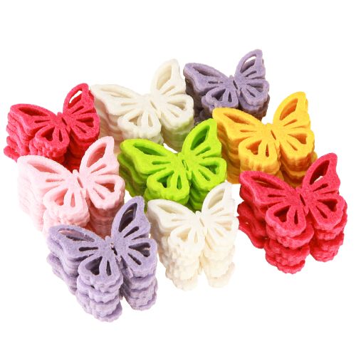 Produkt Motyle filcowe kolorowe – Motyle dekoracyjne wiosenne 6 kolorów 4cm 72 szt.