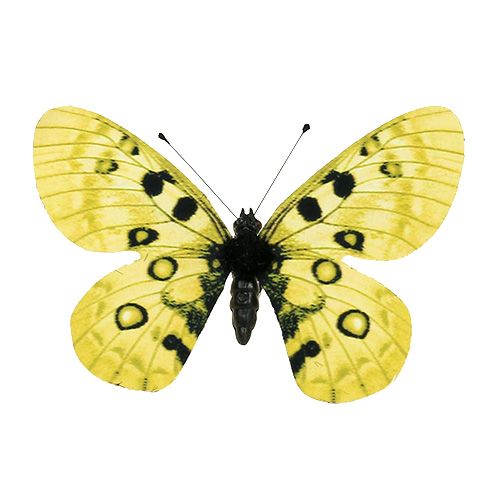 Floristik24 Motyl żółty na klipsie 11cm 6szt