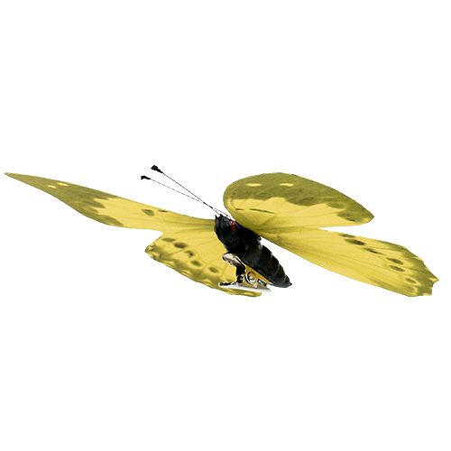 Floristik24 Motyl żółty na klipsie 11cm 6szt