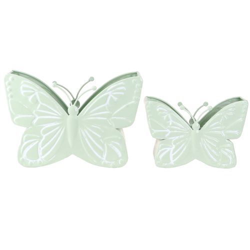 Produkt Doniczka metalowa motyl zielona 22,5/30 cm zestaw 2 szt.