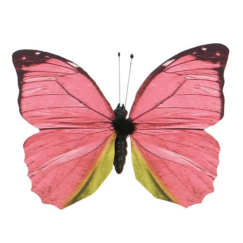Floristik24 Motyl różowy na klipsie 11cm 6szt