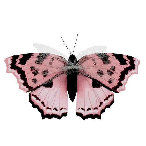 Floristik24 Motyl różowy 20 cm na drucie 2 szt.