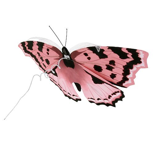 Floristik24 Motyl różowy 20 cm na drucie 2 szt.