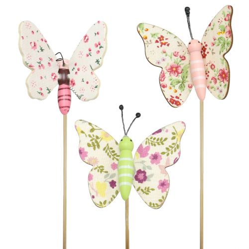Motyl na patyczku drewnianym 5,5cm - 7cm 18 szt