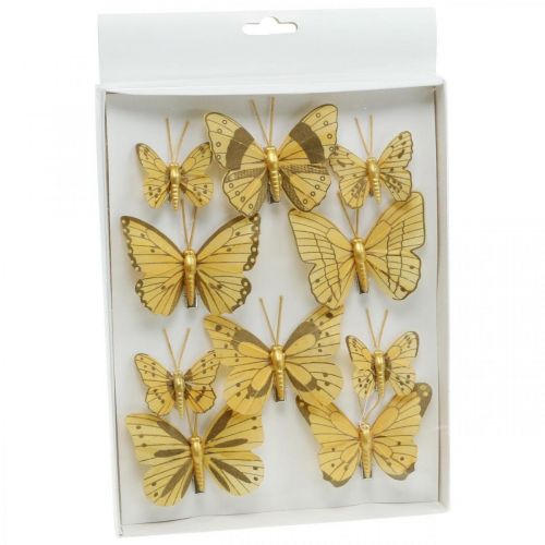 Wiosenny motyl z klipsem złota wiosenna dekoracja 6cm 10szt w komplecie