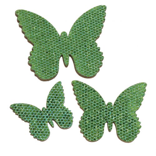 Produkt Dekoracja rozproszona motyl zielony brokat 5/4/3cm 24szt.