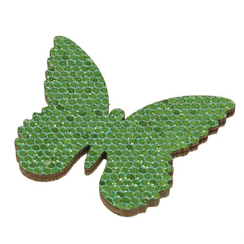 Produkt Dekoracja rozproszona motyl zielony brokat 5/4/3cm 24szt.