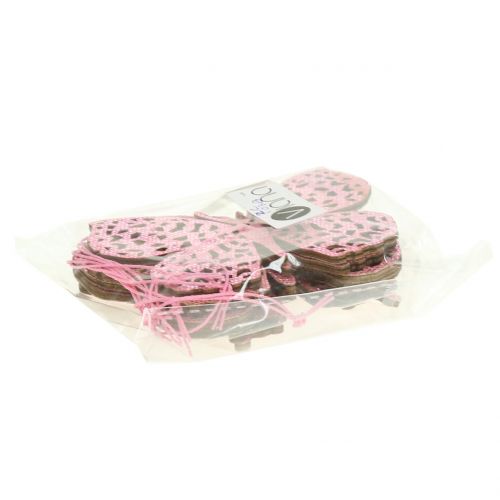 Zawieszka dekoracyjna Motyl różowy brokat10cm 6szt