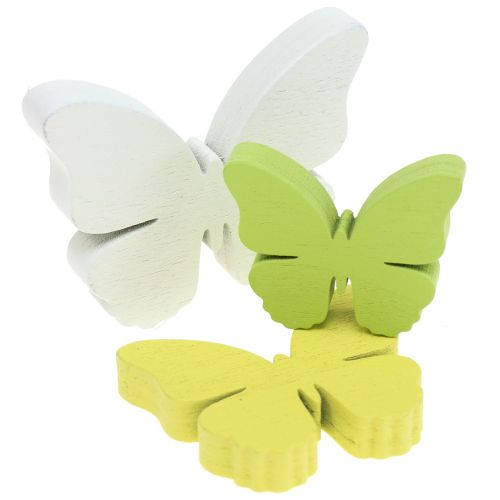 Produkt Motyl drewniany biały/żółty/zielony 3cm - 5cm 48szt.