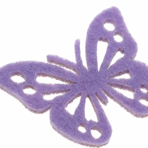 Floristik24 Filcowa dekoracja stołu w kształcie motyli fioletowo-biały mix 3,5x4,5cm 54 sztuki