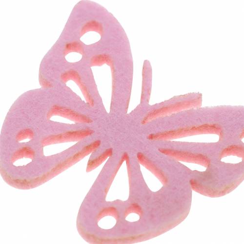 Floristik24 Filcowe motyle Dekoracja stołu Różowy Biały Różowy Asortyment 3,5x4,5cm 54szt.