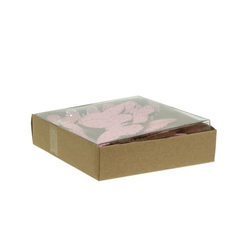 Produkt Dekoracja rozproszona motyl różowy brokat 5/4/3cm 24 szt
