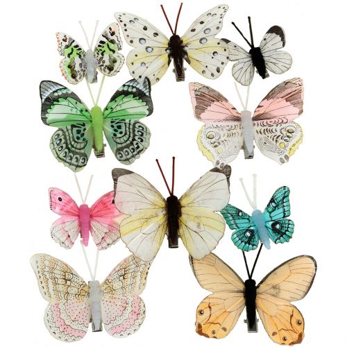 Floristik24 Ozdobny motyl na klipsie sortowany 5cm - 8cm 10szt