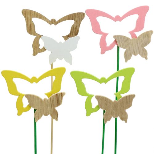 Floristik24 Wtyczka dekoracyjna motyl różne kolory wys. 24cm 24 szt