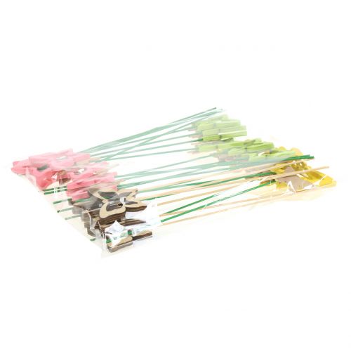 Floristik24 Wtyczka dekoracyjna motyl różne kolory wys. 24cm 24 szt