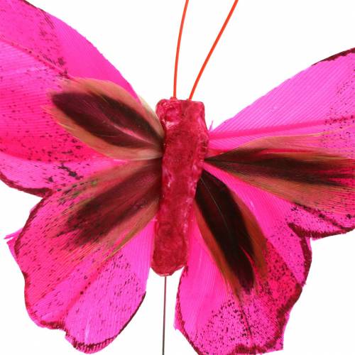 Pióra Motyl z drutu 7cm Różowy Fioletowy 24szt