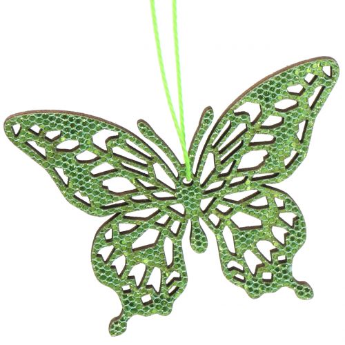 Produkt Wieszak dekoracyjny motyl zielony brokat 8cm 12 szt