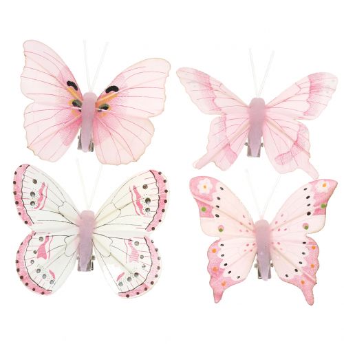 Floristik24 Motyl na klipsie różowy 8cm 8szt