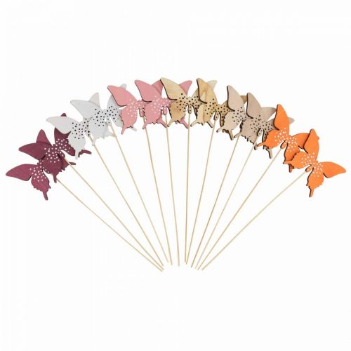 Produkt Drewniany motylek w kształcie kwiatka kolorowy 9cm/29cm 12szt