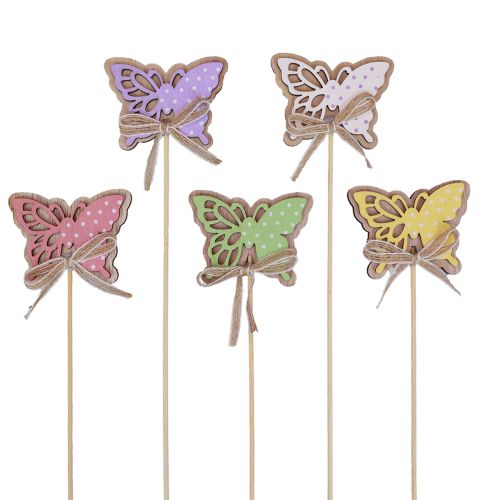Wiosenna dekoracja kwiatowa korki drewniane motyle 6cm 10szt