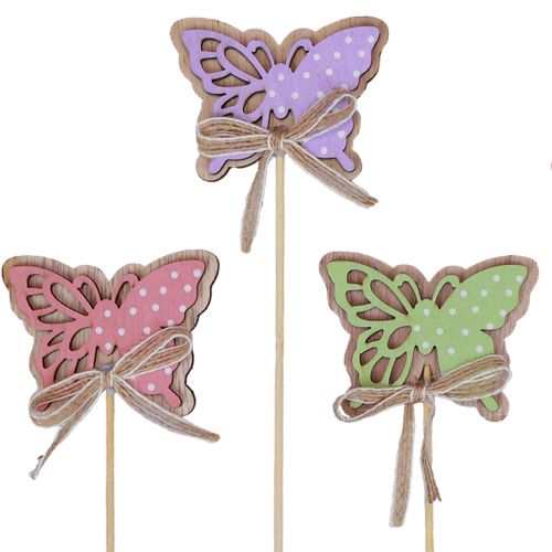 Produkt Wiosenna dekoracja kwiatowa korki drewniane motyle 6cm 10szt