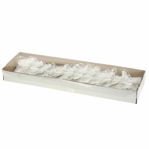 Produkt Motyl z piór na klipsie Biały 10cm 12 szt.
