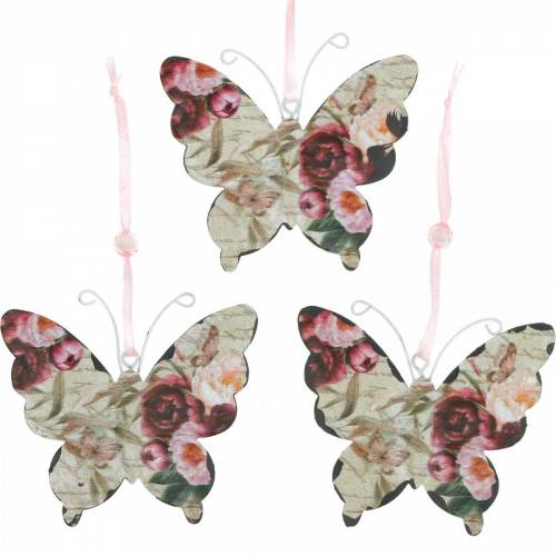 Floristik24 Motyl do zawieszania wieszak metalowy deco 9cm dekoracja wiosenna 6szt