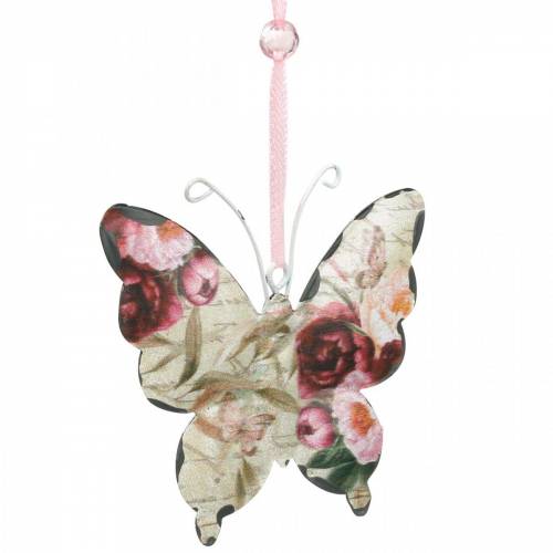 Floristik24 Motyl do zawieszania wieszak metalowy deco 9cm dekoracja wiosenna 6szt