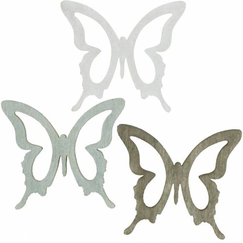 Motyl 4cm dekoracja rozproszona drewno brąz/jasnoszary/biały 72szt