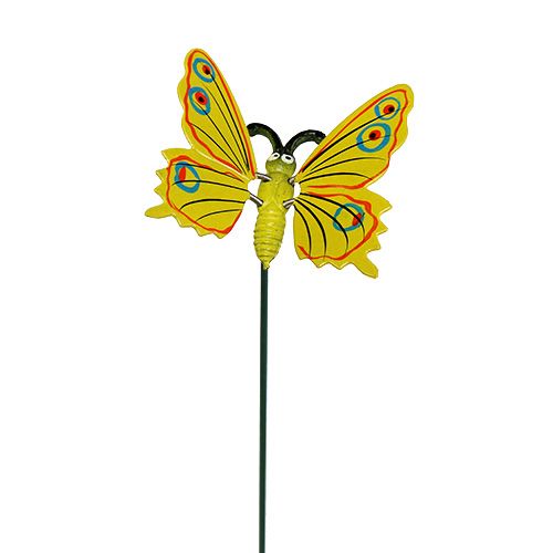 Motyl na patyku 8cm Żółty