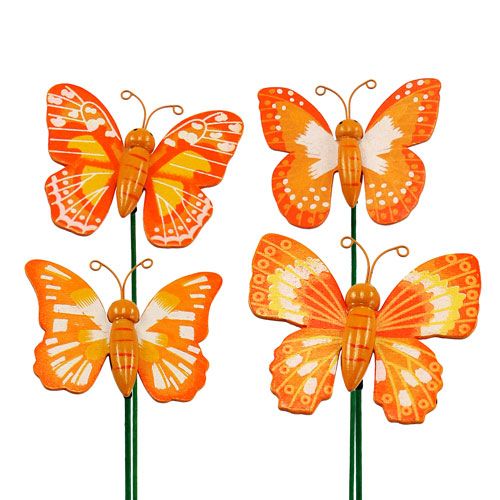 Floristik24 Korek dekoracyjny motyl pomarańczowy 6,5cm 24szt.