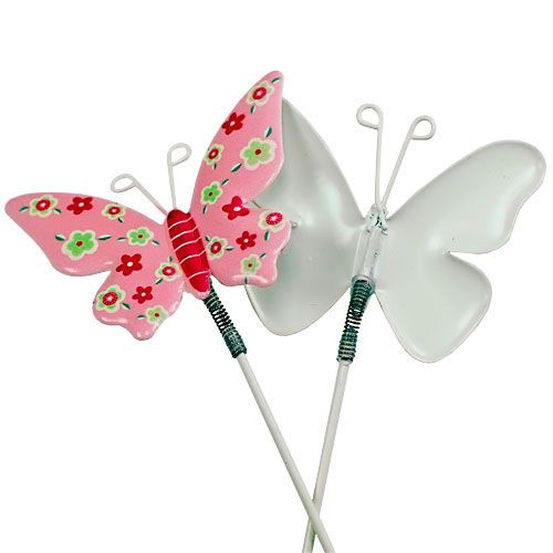 Floristik24 Motyle z drutem blaszane kolorowe 6cmx5cm dł.24cm