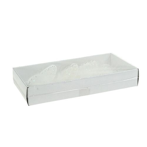 Floristik24 Motyle białe 8cm z miką 6szt.