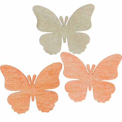 Floristik24 Motyle do rozsypywania dekoracyjne motyle drewniane pomarańczowy, morelowy, brązowy 72szt.