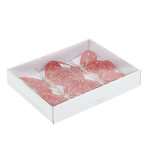 Floristik24 Motyle 7cm Czerwone, Mika 4szt.