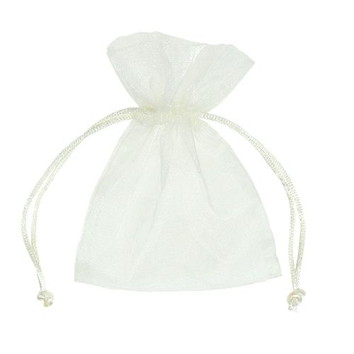 Floristik24 Torebka na biżuterię z kremu z organzy 12x9cm 10szt